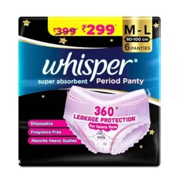 Whisper 6 Pcs White Cotton Disposable Period Panty Packet, Size: M-L-picture-12