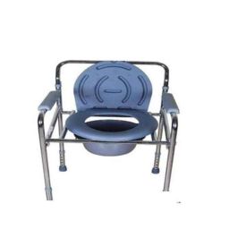 Karma Rainbow 2C Silvery Power Coated Commode Chair with Backrest &a; Armrest-11
