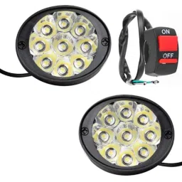 AllExtreme EX9LWS2 2 Pcs 9 LED 18W White Waterproof Mirror Mount Adjustable Angle Spot Beam Fog Light Set with Handlebar Switch-image-69