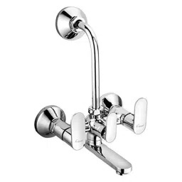Aquieen Cuff Brass Chrome Telephonic Wall Mixer with L-Bend &a; Connecting Legs-image-31