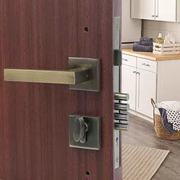 Voltizi Rose Stainless Steel 304 Brass Finish Mortise Door Lock Handle Set with One Side Key with One Side Key, LB-201-image-3
