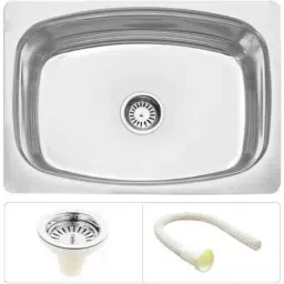 IRIS 24x18x9 inch Stainless Steel 304 Silver Oval Single Bowl Kitchen Sink with Waste Pipe &a; Waste Coupling-image-36