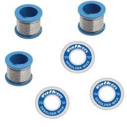 Walkers WKCB61M1 3 Pcs Tin-Lead Alloy Soldering Wire &a; 3 Pcs Soldering Wick Set, WKCB061-47