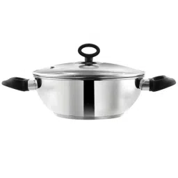 Vinod Deluxe 2.8 Litre Stainless Steel Induction Friendly Kadhai with Glass Lid, IKDX24 (Pack of 5)-image-25