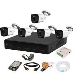 CP Plus 2.4MP White &a; Black 5 Pcs Outdoor Camera &a; 8 Channel DVR Kit with All Accessories, 8CHDVR-5B-12-8
