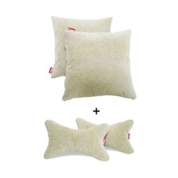 Elegant Comfy 28x28x10cm Beige Line Neck Rest Car Pillow, CU09 (Pack of 4)-43