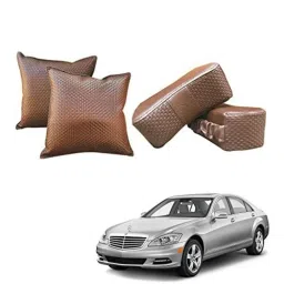 Kozdiko Faux Leather Cola One Pair Cushion Pillow &a; One Pair Neck Rest Combo for Mercedes Benz S-Class-picture-21