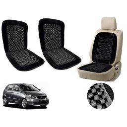 Auto Pearl PU, Velvet &a; Wooden Beads Black Rectangular Seat Cushion for Tata Vista (Pack of 2 )-image-48