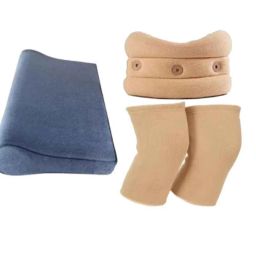 Shakuntla 12-15cm Beige &a; Blue High Density PU Foam Cervical Collar, Knee Cap &a; Cervical Pillow Combo-17