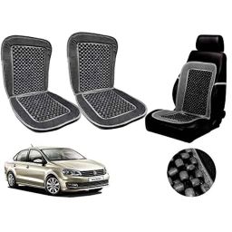 Auto Pearl PU, Velvet &a; Wooden Beads Grey Rectangular Seat Cushion for Volkswagen Vento (Pack of 2 )-image-55