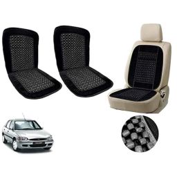Auto Pearl PU, Velvet &a; Wooden Beads Black Rectangular Seat Cushion for Ford Escort (Pack of 2 )-image-15