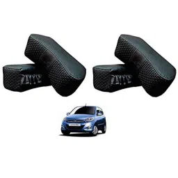 Kozdiko 4 Pcs CV Designer Black Leatherite Neck Rest Car Cushion Pillow Set for Hyundai i10-picture-37
