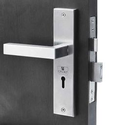 Homexpert LB-201 8 inch Stainless Steel Silver Cylindrical Plate One Side Key Mortise Door Lock Set-image-3