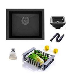 IRIS Millennium 24x18x10 inch Stainless Steel Black Matt Finish Square Single Bowl Kitchen Sink-image-74
