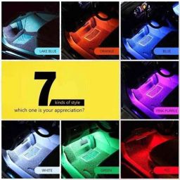 AllExtreme 9 LED 6W Car Interior Strip Lighting Kit with Car Charger &a; Wireless IR Remote-10