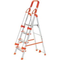 ProHome 4 Steps Aluminium Ladder with Railing &a; 5 Anti Slip Pedal, PROHOME-LAD-WR-04-1