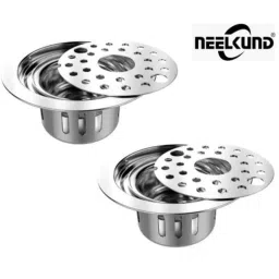 Neelkund 12.7cm Stainless Steel Round Middle Hole Push Down Floor Strainer with Grating Lock System (Pack of 2)-picture-32