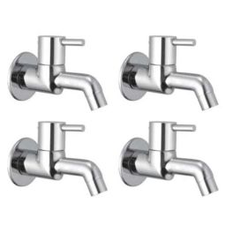 Drizzle Flora 4 Pcs Brass Chrome Finish Silver Bib Cock Set, ABIBFLORA4-picture-31