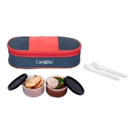 Carrolite 400ml Blue &a; Black Plastic Lunchbox, Black_P-13 (Pack of 2)-image-4