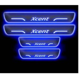 SureStrive 4 Pcs Acrylic Car Side Footstep Set with Blue LED Door Sill Scuff Plate for Hyundai Xcent Type-2 Model-16