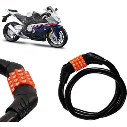 Auto Pearl Black &a; Orange 4 Digit Anti-Theft Combination Number Lock for S1000RR-5