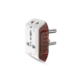 Goldmedal Curve Plus Spice White 3 Pin Universal Travel Adapter with Indicator, 202042-18