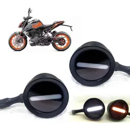 Auto Pearl 2 Pcs 12V Black Bike Front LED Indicator Light Set for Kawasaki, F266-1