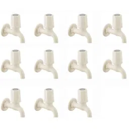 Spazio Smartbuy Plastic Glossy Finish Metro Collection PTMT Bib Cock with Wall Flange (Pack of 11)-picture-20