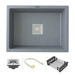 Ruhe 24x18x9 inch Quartz Smoke Grey Finish Single Bowl Kitchen Sink, 13-0120-01-picture-41