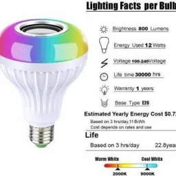 ATARC LED Wireless Light Bulb Speaker, RGB Smart Music Bulb, E27 Base Color Changing with Remote Control for Party, Home, Halloween Christmas Decorations 12 W Bluetooth Speaker 12 W Bluetooth Speaker (White, Stereo Channel) R6 Smart Bulb-picture-3