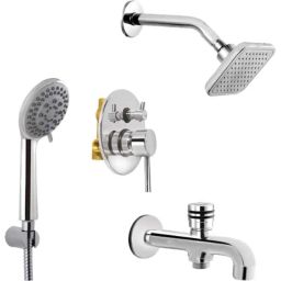 IRIS Flora 4 Pcs Brass Chrome Finish Divertor, Head Shower, Spout &a; Hand Shower Set-image-18