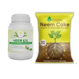 Go Garden 100ml 100% Pure &a; Natural Cold Pressed Neem Oil &a; 800g Neem Cake Fertilizer Combo-picture-32