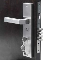 Homexpert Bolt 10 inch 60mm Stainless Steel Silver Cylindrical Plate Mortise Door Lock Set-image-38