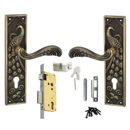 Atom Mayur Brass Antique Finish Cylindrical Mortise Lock Set With 3 Brass Keys-image-47