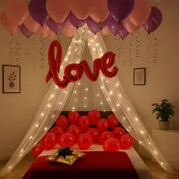 party midlinkerz Red Love Foil Decoration Kit Combo For Cuples, Husband, Wife-picture-25