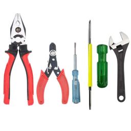 Hillgrove HGCM377M1 8 inch Heavy Duty Grip Combination Lineman Plier, Adjustable Wrench, Wire Cutter, Line Tester, Electrical Tape &a; 2-in-1 Screwdriver Combo, HGCM676-31