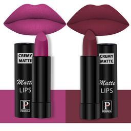 PERPAA Creamy Matte Set Of 2 Long Stay Intense Lipstick - Rose Magenta 58 - Cherry Red 96-3