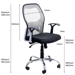 Regent Matrix LB Net &a; Metal Black Grey Chair with T Type Handle (Pack of 2) image 5