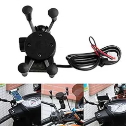 AOW Bike X-Grip Mobile Phone Holder with USB Charger for Hero Maestro Edge (Mirror Fitting)-80