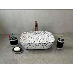 Moonlake 46x32x13cm Grey Chips Ceramic Glossy Wash Basin-image-12