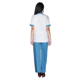Saraf Cotton &a; Polyster Blue &a; White Unisex Nurse Scrub Suit, Size: S, 7407-S-picture-5