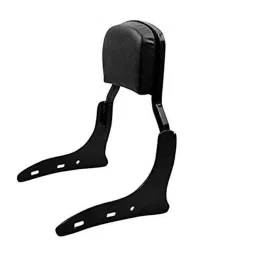 AOW Harley Style Backrest Support Pillion Balck Cushion Back Rest Full Black Bar for Royal Enfield Models RE-20-14