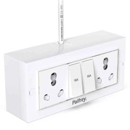 Palfrey 16A/20A 2 Socket White Polycarbonate Electric Extension Board with 2 Switch &a; 10m Wire, 161610-16