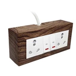 Palfrey 16A 2 Socket Wooden Texture Polycarbonate Extension Board with 2 LED Indicator Switch &a; 8m Wire, WD 16168 IND-picture-22