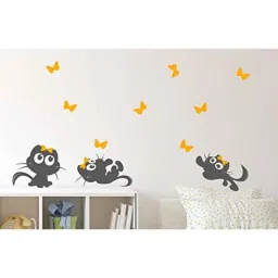 Asian Paints KD35BM Wall Ons 1x2.5ft Vinyl Cute Cats Butterflies Decorative Self Adhesive Wall Sticker, HPCA23314-picture-37