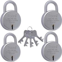 Foora 4 Pcs 65mm Iron Home Door Padlock Set with Common Keys-image-36