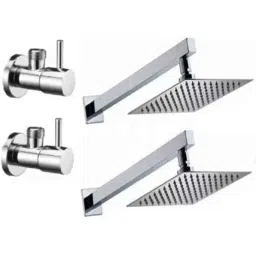 Senkiddpro Turbo 2 Pcs Stainless Steel Chrome Finish Wall Mounted Angle Cock &a; 2 Pcs 6x6 inch Overhead Shower Combo-image-48