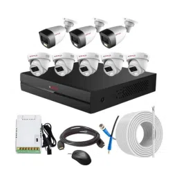 CP Plus 2.4MP Full Colour HD Audio Indoor &a; Outdoor CCTV Combo Kit with 8Ch DVR, 5 Dome 3 Bullet Camera, 8Ch SMPS, 70m Copper Cable &a; Connectors-45