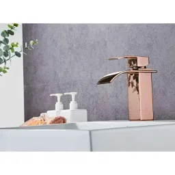 Aquieen Cascada Rose Gold Hot &a; Cold Wash Basin Mixer Tap-image-53