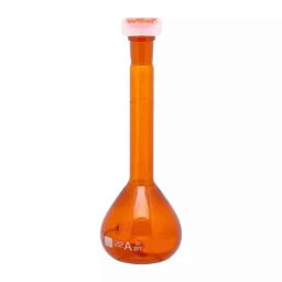 Supertek 250ml Borosilicate Glass 3.3 Class-A Amber Wide Mouth Volumetric Flask with USP Calibration Certificate, 74.439.0250 (Pack of 2)-picture-32
